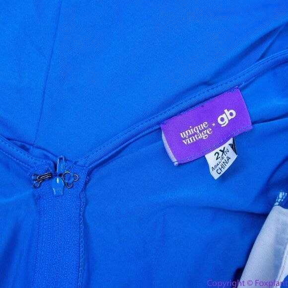 Unique Vintage Gwynnie Bee Contrast Trim Blue Dress, 2X - Picture 11 of 16